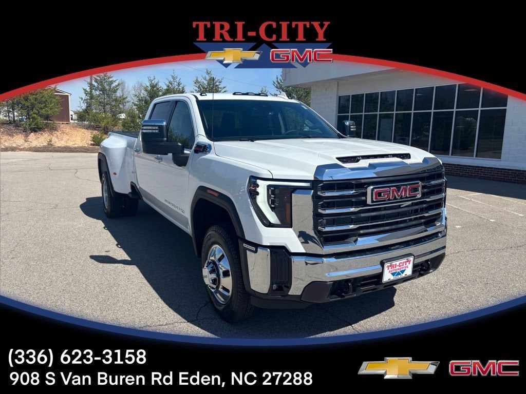 2026 GMC Sierra 3500 HD SLT DRW in Summit White — front three-quarter view