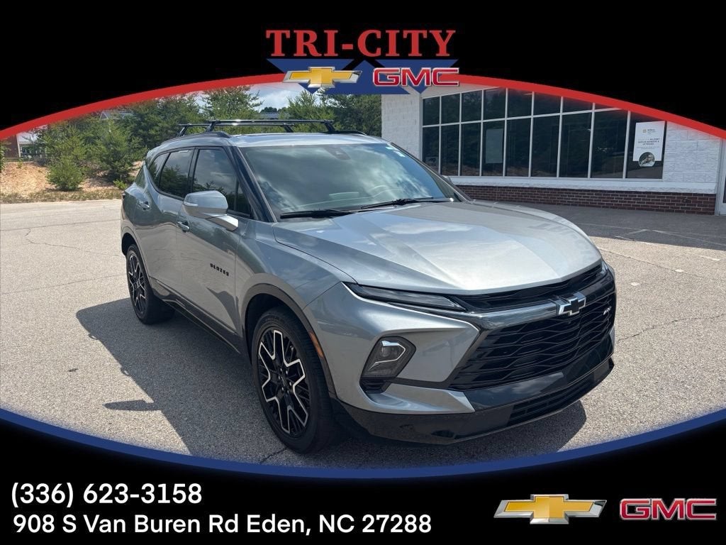 2023 Chevrolet Blazer RS in Sterling Gray Metallic — front three-quarter view