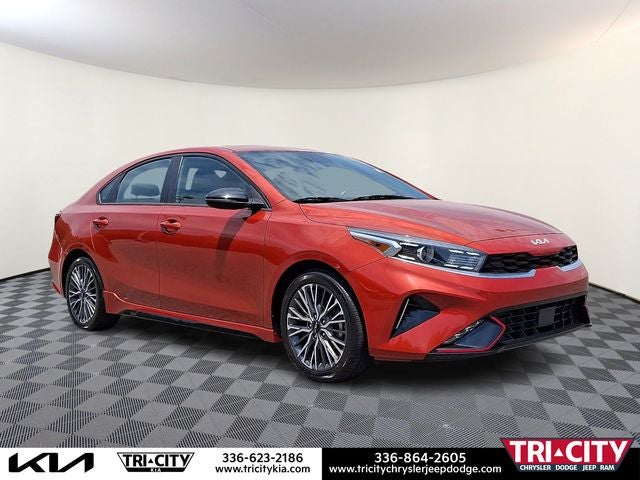 2023 Kia Forte GT-Line in Fire Orange — front three-quarter view