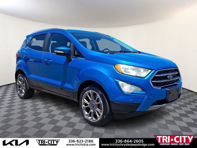 2019 Ford EcoSport Titanium in Blue Candy — front three-quarter view